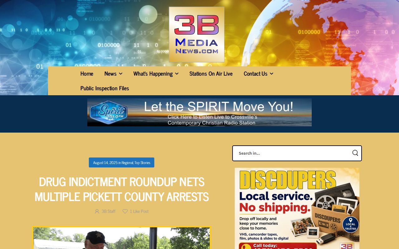 Regional event report about selected Pickett County arrests